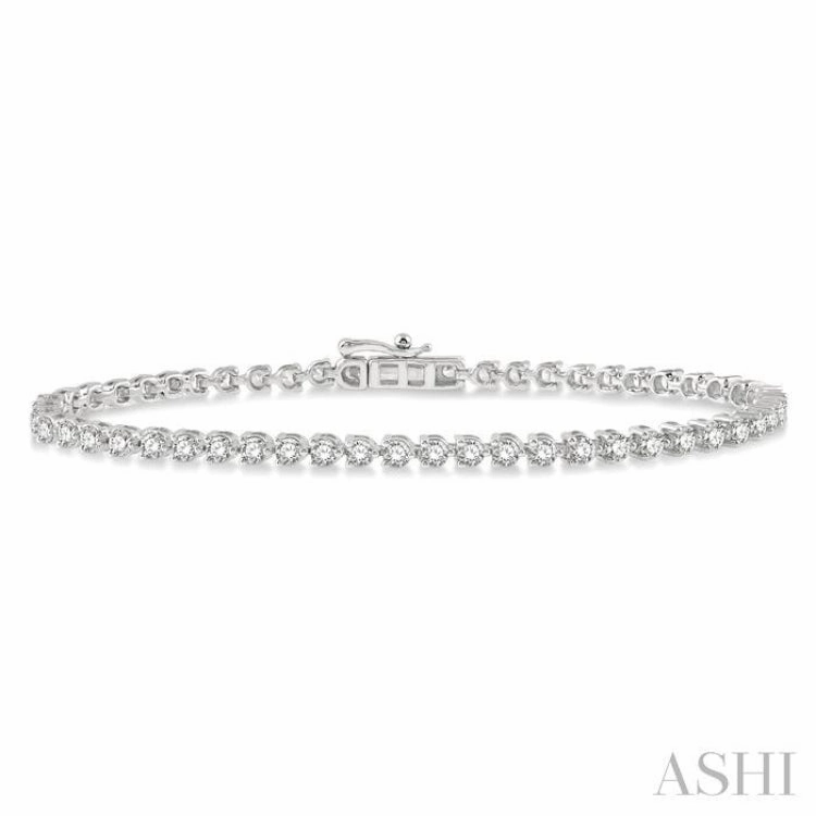 Transformable Look 3 Ctw Tri-Prong Round Cut Diamond Tennis Bracelet in 14K White Gold
