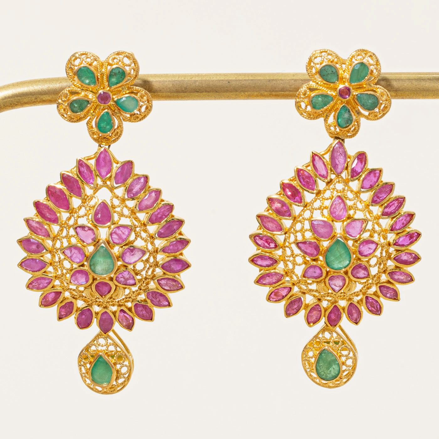 Sparkling Craft Ruby & Emerald Screw Back Earrings | 5.00ctw, 1.00ctw |