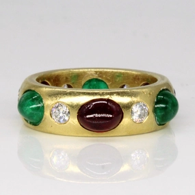 Starry Look Fashion Appeal Ruby, Emerald and Diamond Cocktail Ring | 3.81ctw | SZ 4.25 |