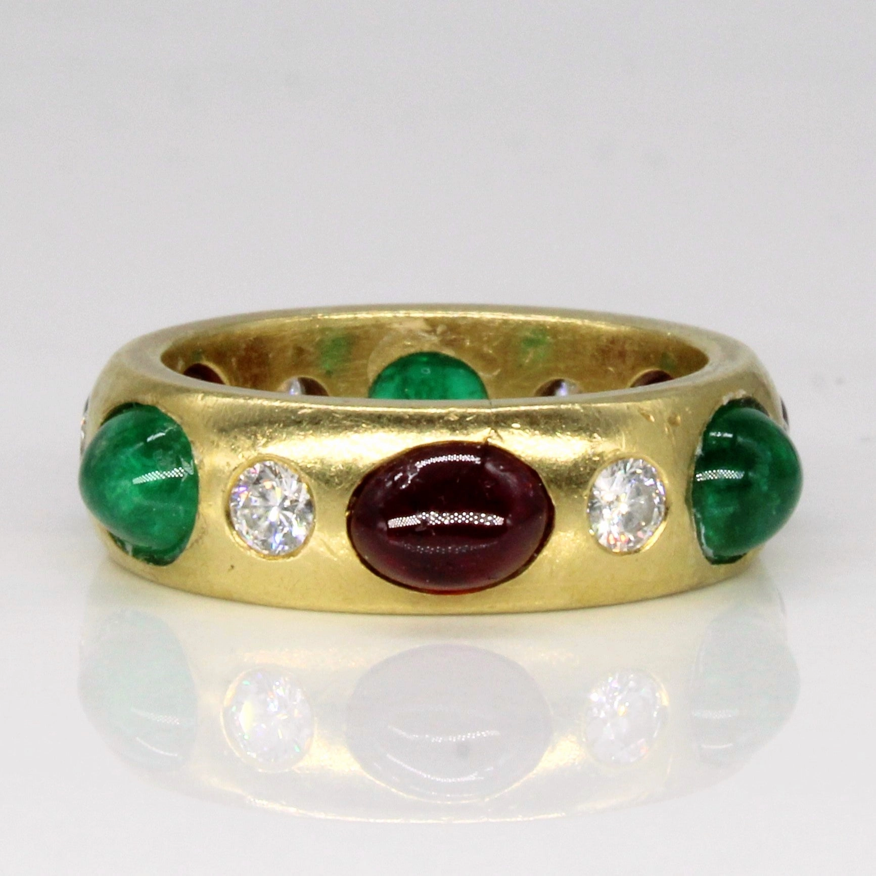 Starry Look Fashion Appeal Ruby, Emerald and Diamond Cocktail Ring | 3.81ctw | SZ 4.25 |