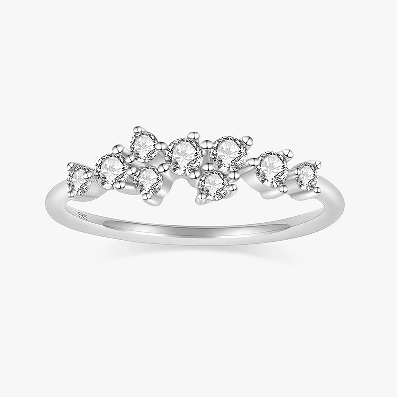 S925 Eternity Cluster Ring For Women Statement Edge