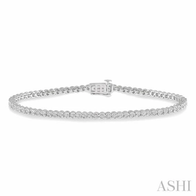 Individual Sight Never-Ending Sight 1/4 Ctw Round Cut Diamond Miracle Plate Tennis Bracelet in 10K White Gold