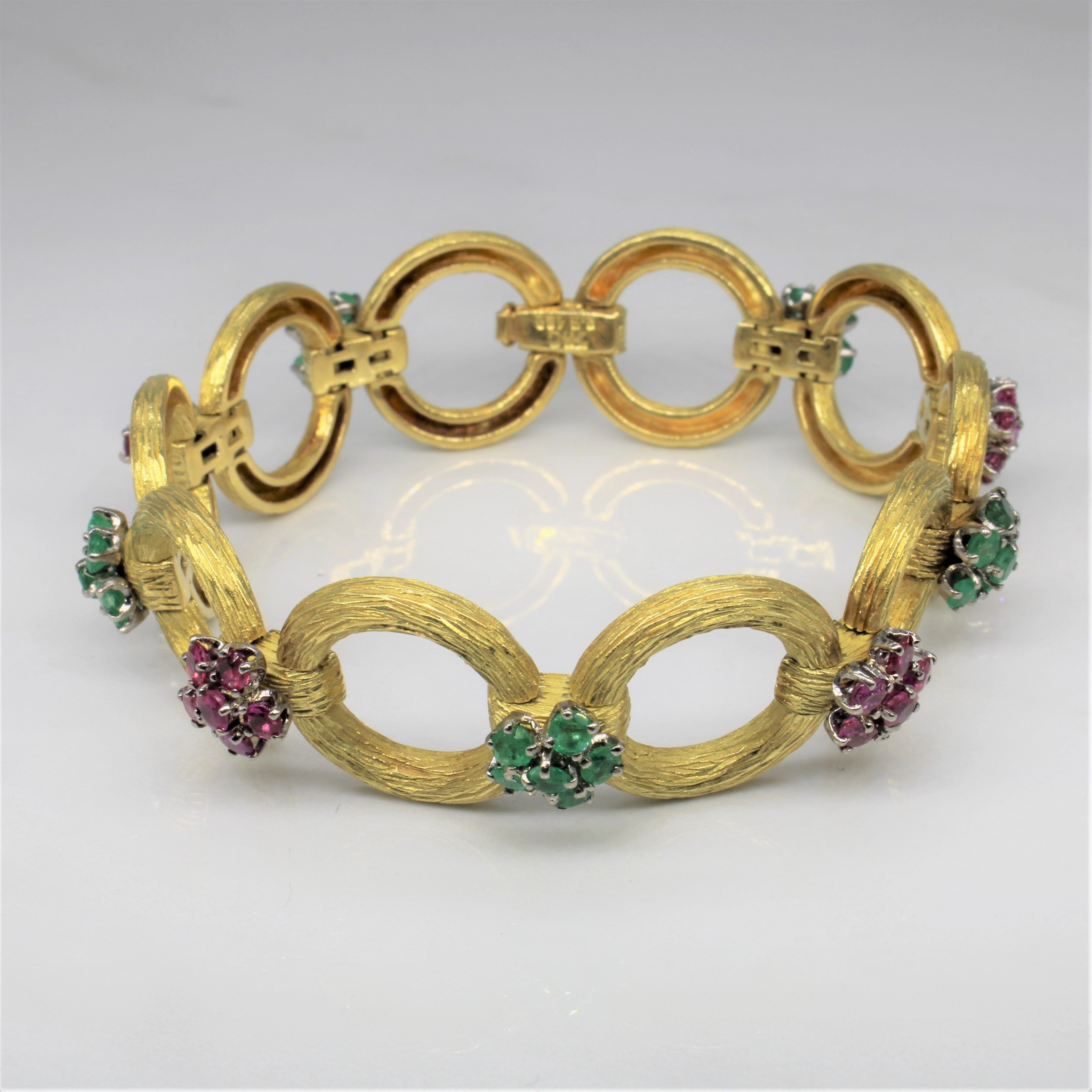 Ruby & Emerald Link Bracelet | 1.80ctw, 1.50ctw | 7" | Natural Spark Bold piece