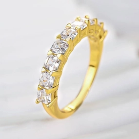 Luxury Detail Party essential Louily Half Eternity Asscher Cut Wedding Band for Women In Sterling Silver