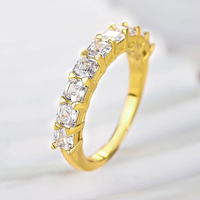 Event Favorite Louily Half Eternity Asscher Cut Wedding Band for Women In Sterling Silver