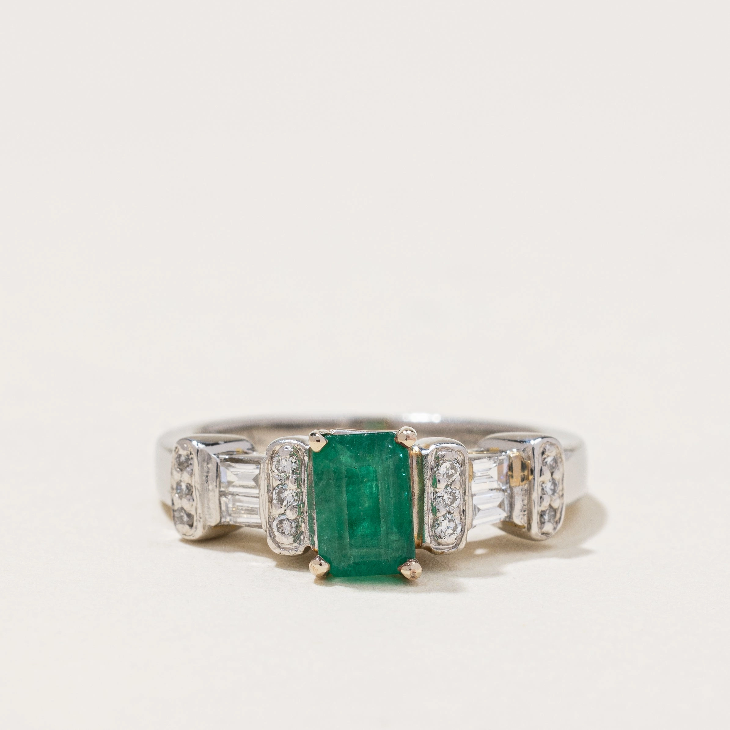 Clean Vibe Emerald & Diamond Engagement Ring | 0.60ct, 0.16ctw | SZ 4.75 |