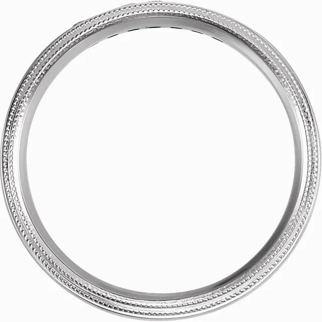 14K White 1/4 CTW Diamond Half Round 5 mm Double Milgrain Size 8 Shiny Gem