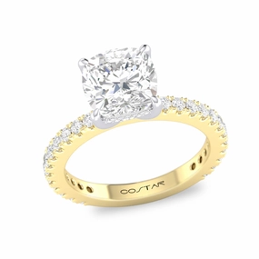 Everyday Look 14K Yellow Gold 2.5Ct. Cushion Cut Diamond Engagement Ring