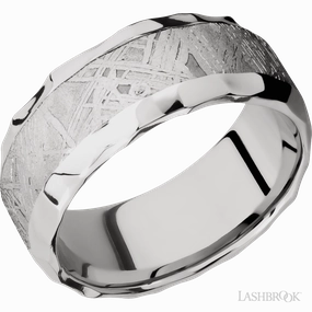 Meteorite Rock Polish Edges Wedding Band Cobalt Chrome 9mm Chic Art