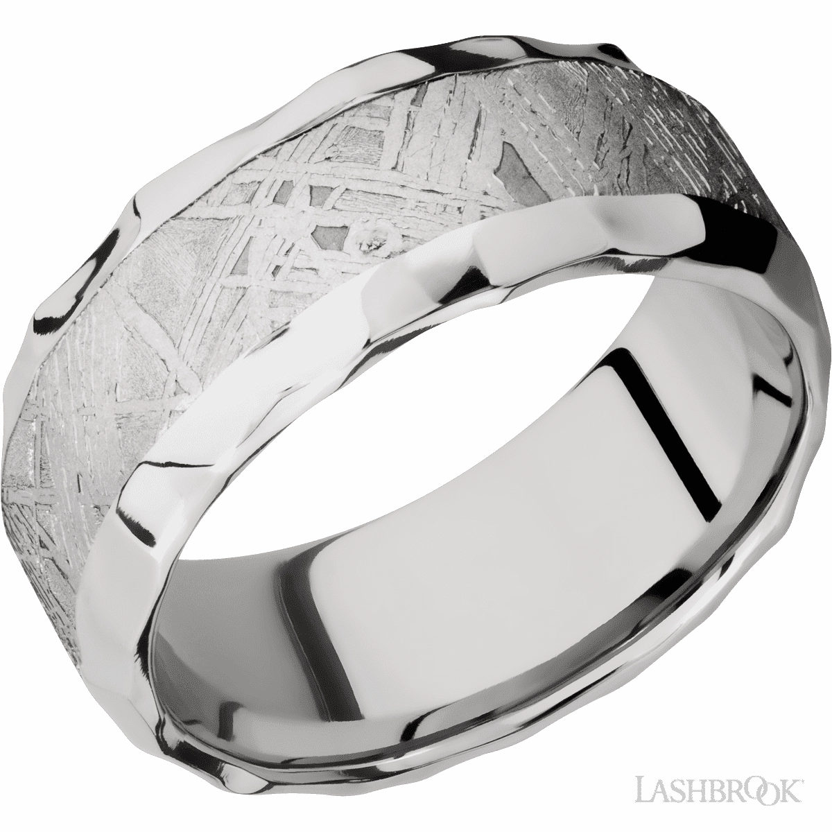 Meteorite Rock Polish Edges Wedding Band Cobalt Chrome 9mm Chic Art