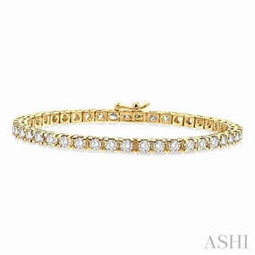 Epitome Of Style Unbridled Inspiration 6 Ctw Square Shape Round Cut Diamond Tennis Bracelet in 14K Yellow Gold