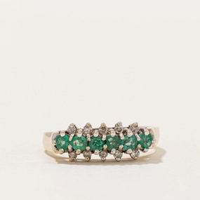 Emerald & Diamond Ring | 0.33ctw, 0.05ctw | SZ 6.75 | Premium Style