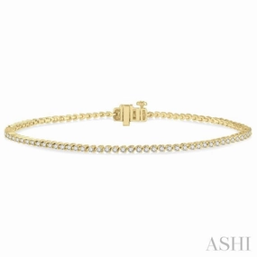 1 Ctw Tri-Prong Round Cut Diamond Tennis Bracelet in 14K Yellow Gold Traditionally Modern