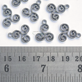 Muted Elegance Pastel Look Silver Triskelion charm silver spiral charm CHMS169 5 charms