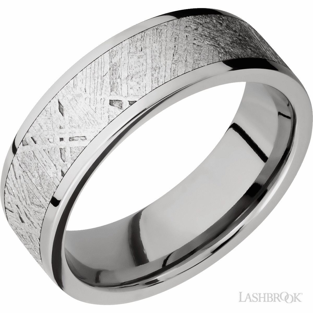 Meteorite Wedding Band Titanium 7mm Wide | Mullen Jewelers Coated Material Customizable Look