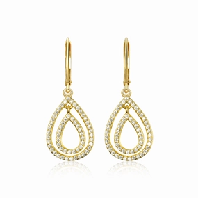 Surgical Steel CZ Double Oval Leverback Earrings Luxe Craft