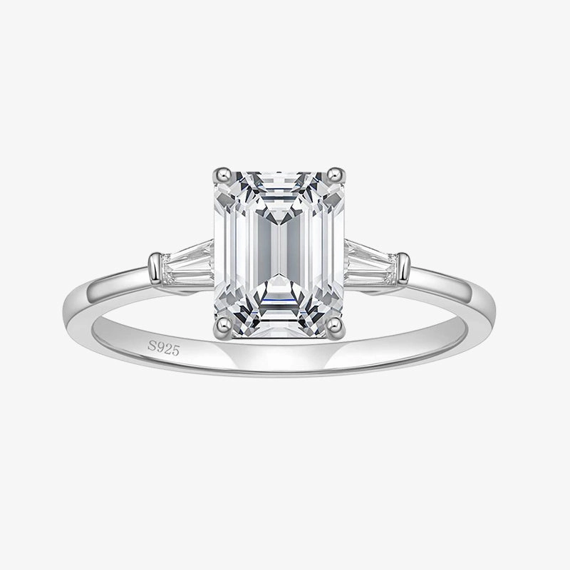 Luxury Gifts 3CT 925 Sterling Silver Emerald Cut CZ Engagement Ring