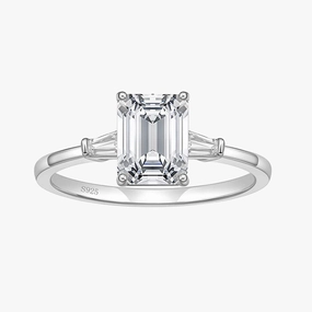 Luxury Gifts 3CT 925 Sterling Silver Emerald Cut CZ Engagement Ring