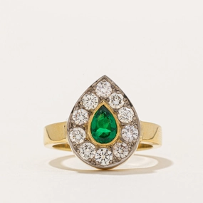 Diamond & Emerald Cocktail Ring | 0.75ctw, 0.38ct | SZ 6.5 | Glamorous Design
