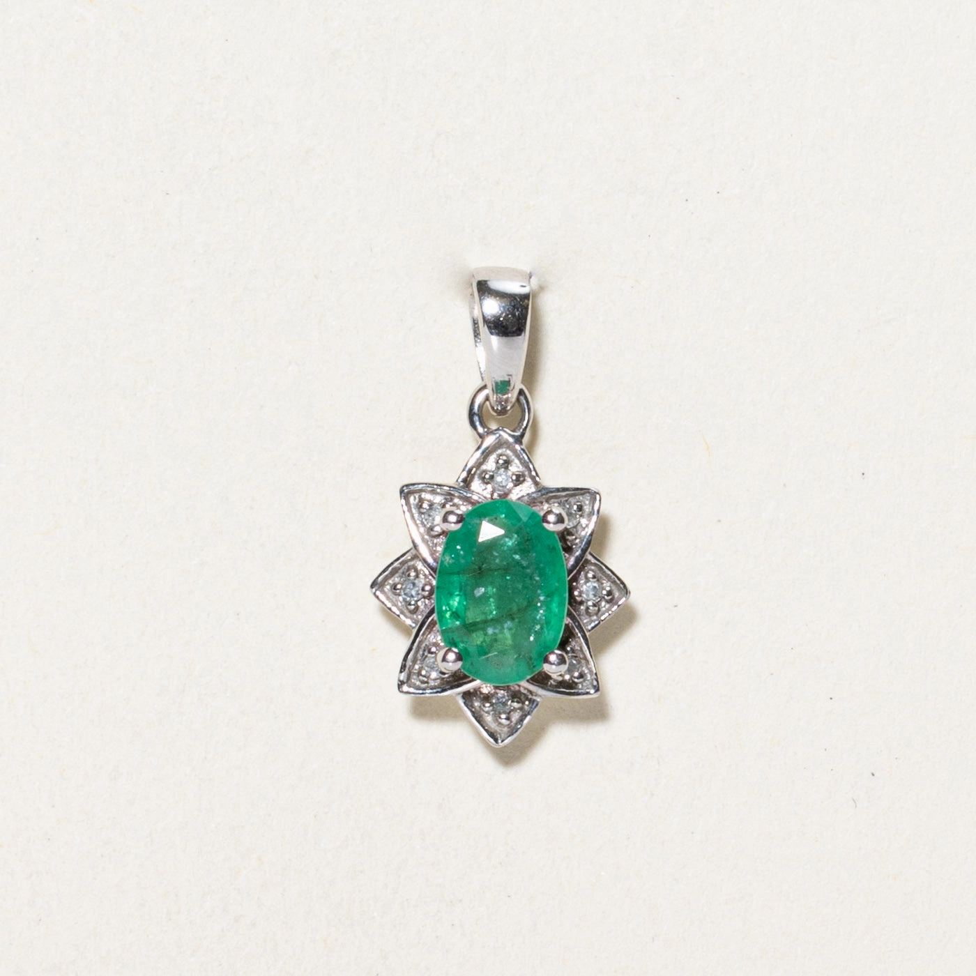 Glamorous Appeal Emerald & Diamond Floral Pendant | 0.51ct, 0.03ctw