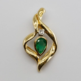 Emerald & Diamond 14k Pendant | 0.51ct, 0.02ctw | Statement Touch