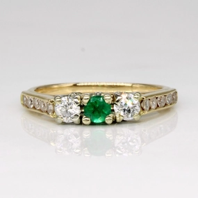 Expressive Highlight Timeless Treasures Diamond & Emerald Ring | 0.36ctw, 0.10ct | SZ 5 |