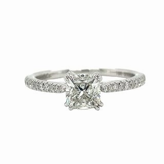 Superior Craft 18 Karat White Gold Pave Engagement Ring (1.13cttw)