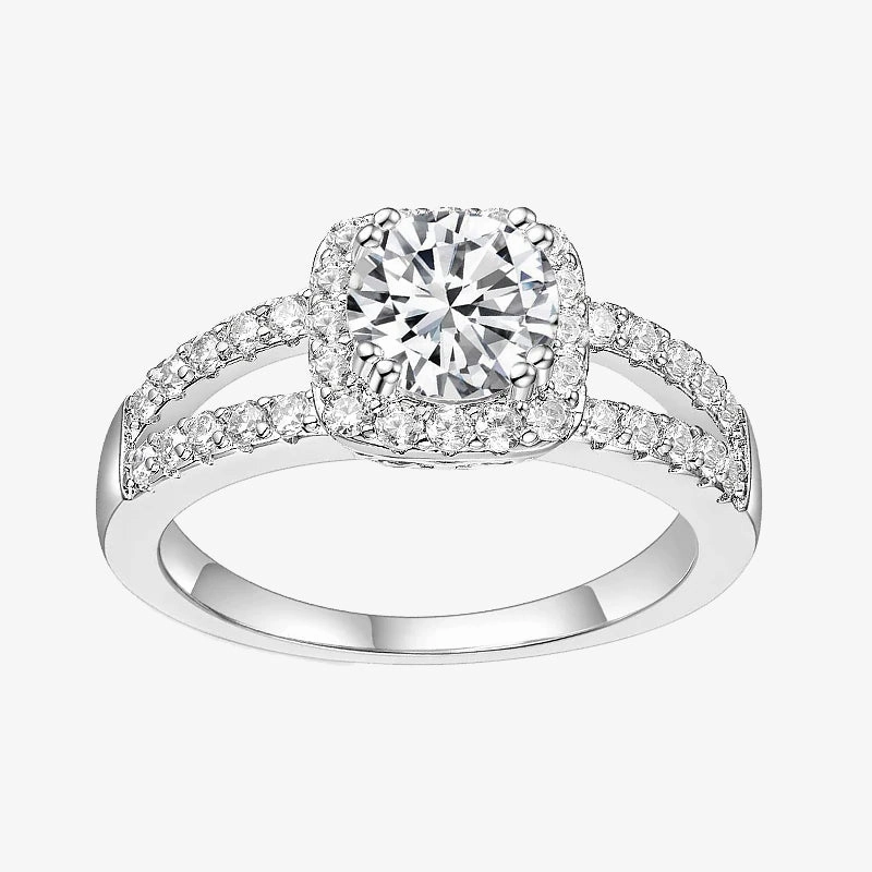 925 Sterling Silver Round Cut Cubic Zirconia Bridal Engagement Ring Glamorous Craft