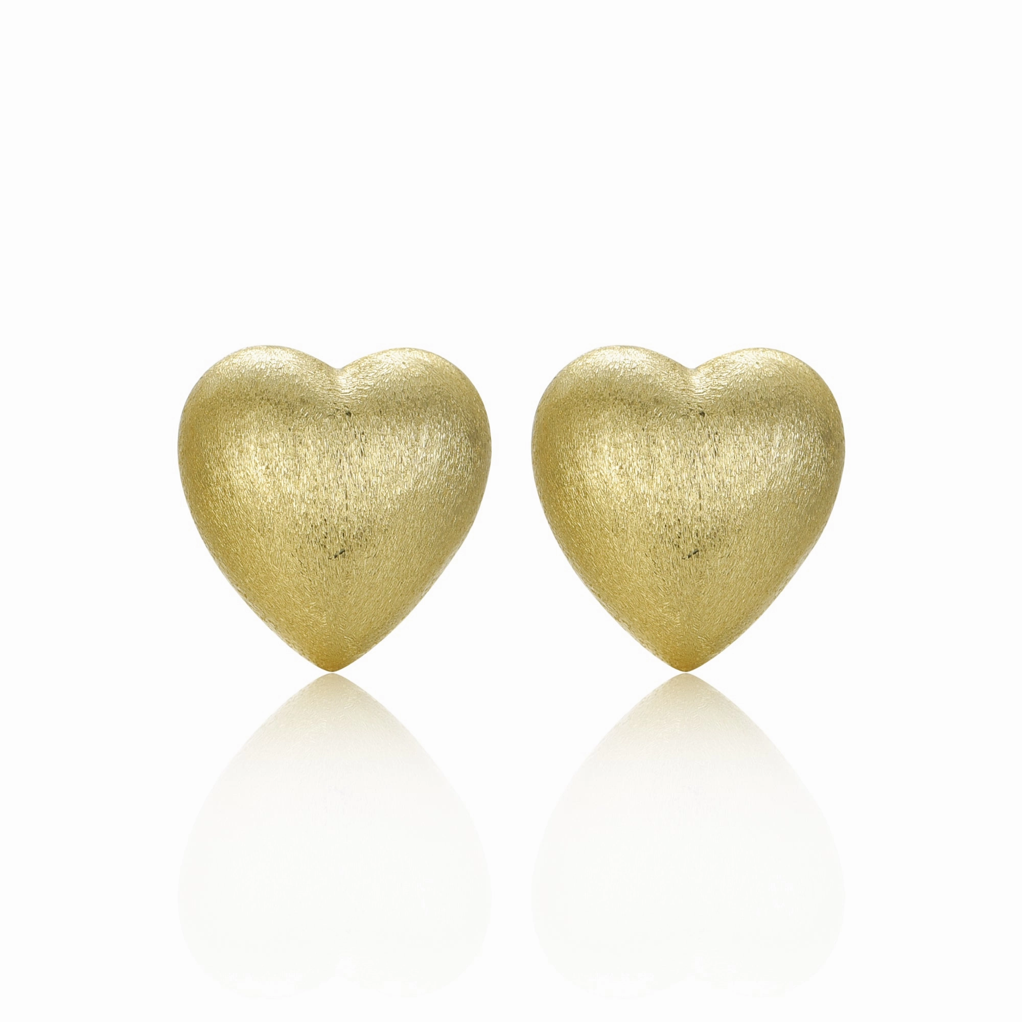 Gold Plated Surgical Steel Puffy Heart Stud Earrings Glamorous Mood