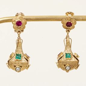 Vintage Synthetic Gemstone Drop Earrings | 1.59ctw | Formal Fit Dainty Design