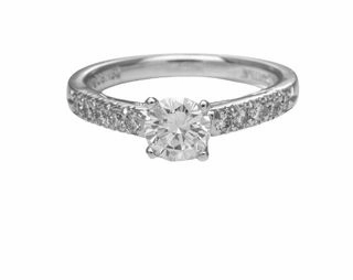 18 Karat White Gold Straight Engagement Ring (.84cttw) Mass produced