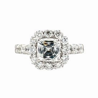 18kw Crisscut Cushion Cut Diamond Halo Engagement Ring (2.85cttw) Refined Form