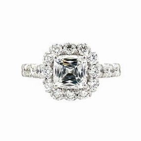 18kw Crisscut Cushion Cut Diamond Halo Engagement Ring (2.85cttw) Refined Form