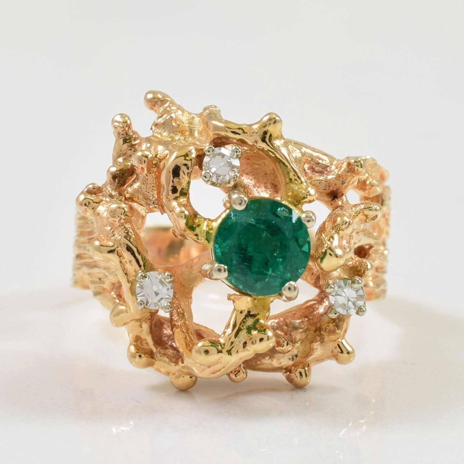 Sophisticated Gem All Day Look Emerald & Diamond Ring | 0.50ct, 0.08ctw | SZ 6.25 |