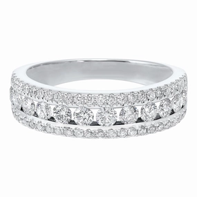 3-Row Diamond Band  1.00 Cttw 14K White Gold Birthday Surprise