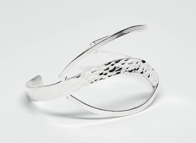 Uplifting Composites Immediate View Sterling Silver Cuff with Pounded Curved Center