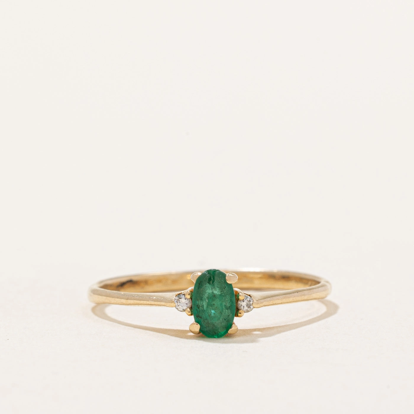 Finest Highlight Distinctive Accent Emerald & Diamond Ring | 0.14ct, 0.01ctw | SZ 6 |