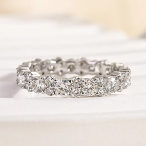 Mixed Metals Stylish Moment Louily Moissanite 2.5 Ct Round Cut Full Wedding Band for Women