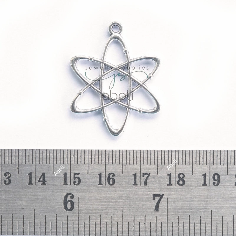 Silver atomic charm science galaxy planet chemistry theme CHMS155 1 charm Classic Lines