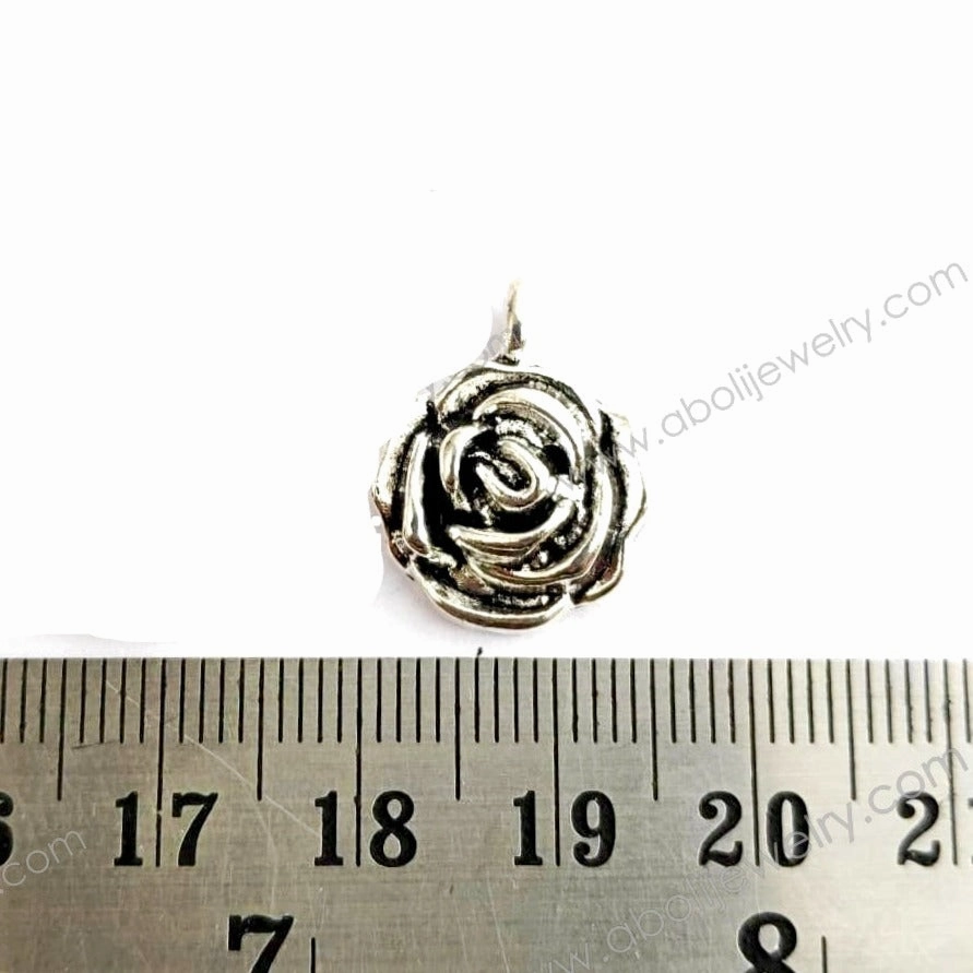 Silver Charm rose charm Silver rose flower charm floral CHMS23 Autumn Style