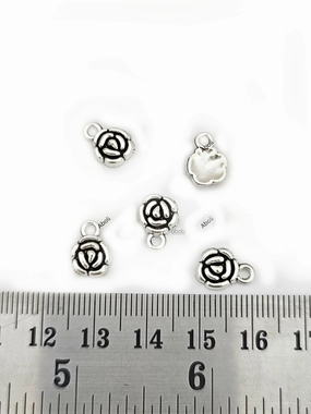 Silver Charms rose charm Silver rose flower charms CHMS113 5 charms Refined Quality Event Outfit