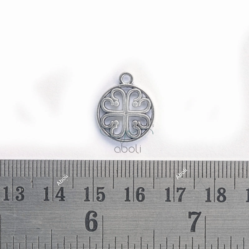 Silver circle filigree charm hearts in circle charm CHMS158 2 charms Timeless Shine Precious Pieces