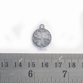 Silver circle filigree charm hearts in circle charm CHMS158 2 charms Timeless Shine Precious Pieces