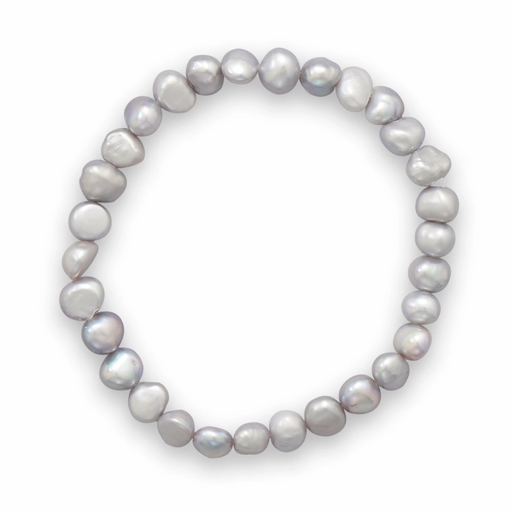 Silver Dyed Freshwater Cultured Freshwater Pearl Stretch Bracelet Sparkling Style Seasonal Trend