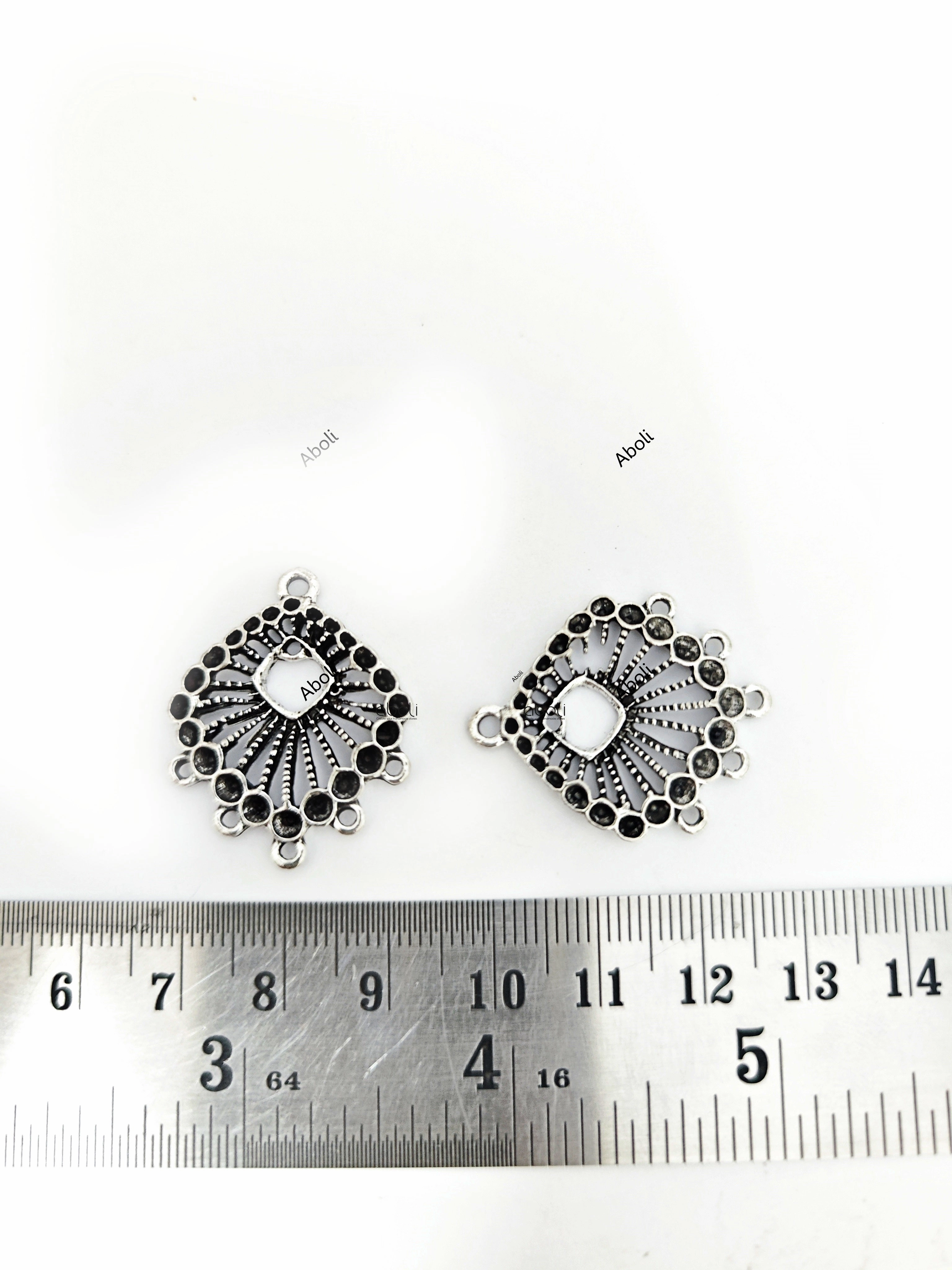Versatile Craft Timeless Detail Silver earrings component five loops rhombus charm fabric earrings CHMS124 1 charm