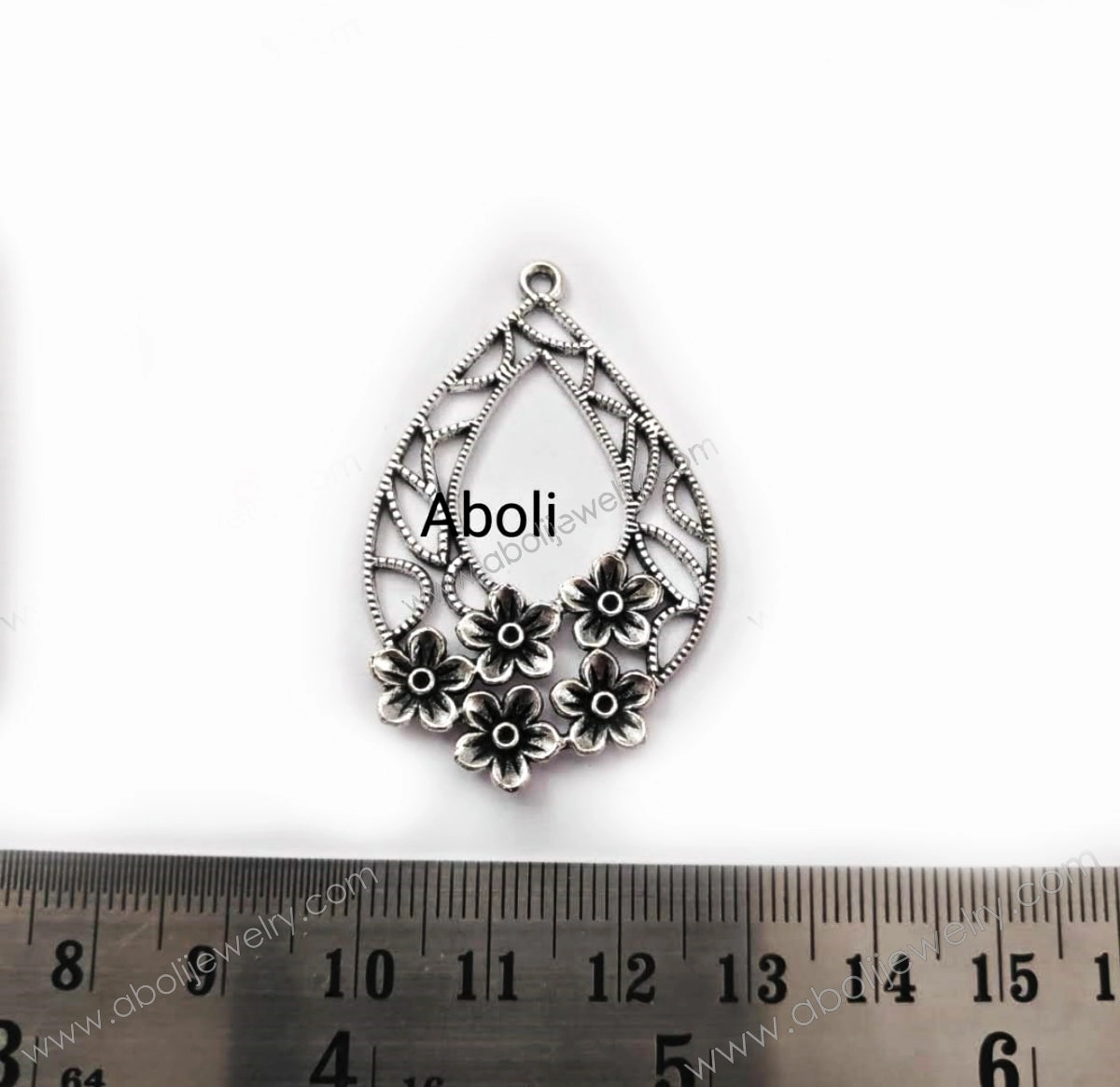 Silver filigree drop Charm with flowers resin earrings frame CHMS48 1 charm Glam Focus