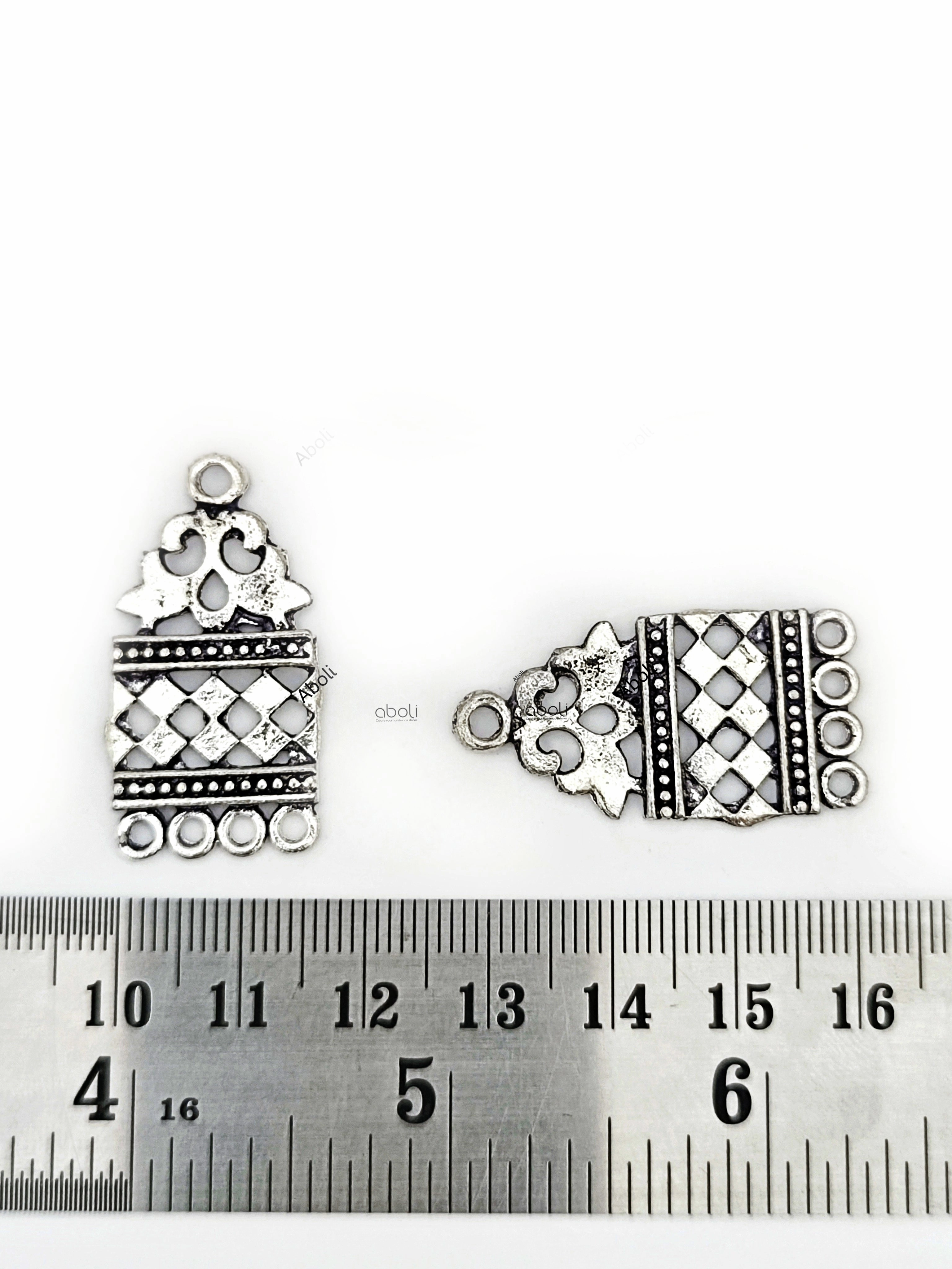 Minimal Accent Silver four loops lace pattern charm fabric earrings components CHMS116 1 charm