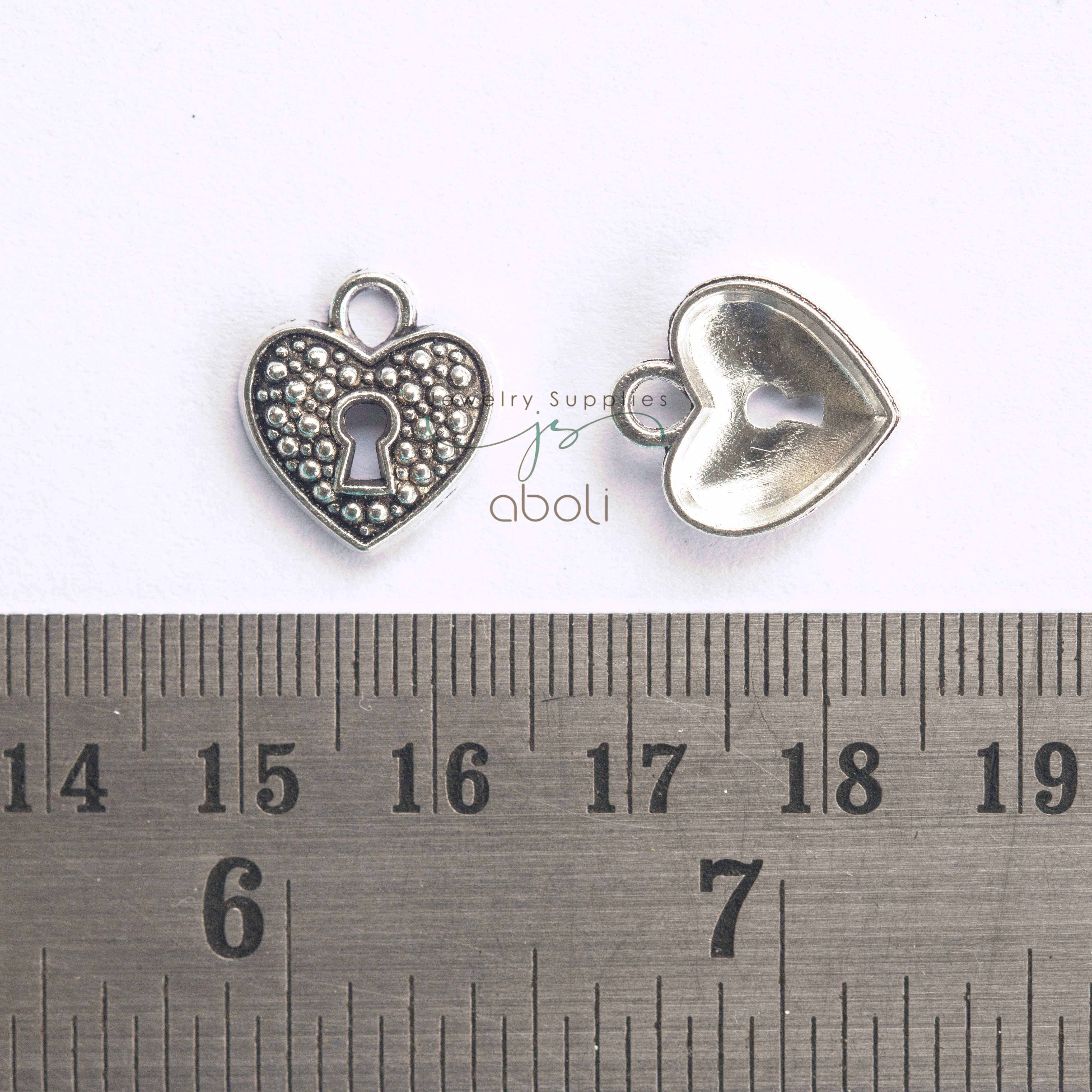 Silver heart lock charm silver charm lock theme CHMS160 2 charms Subtle Highlight