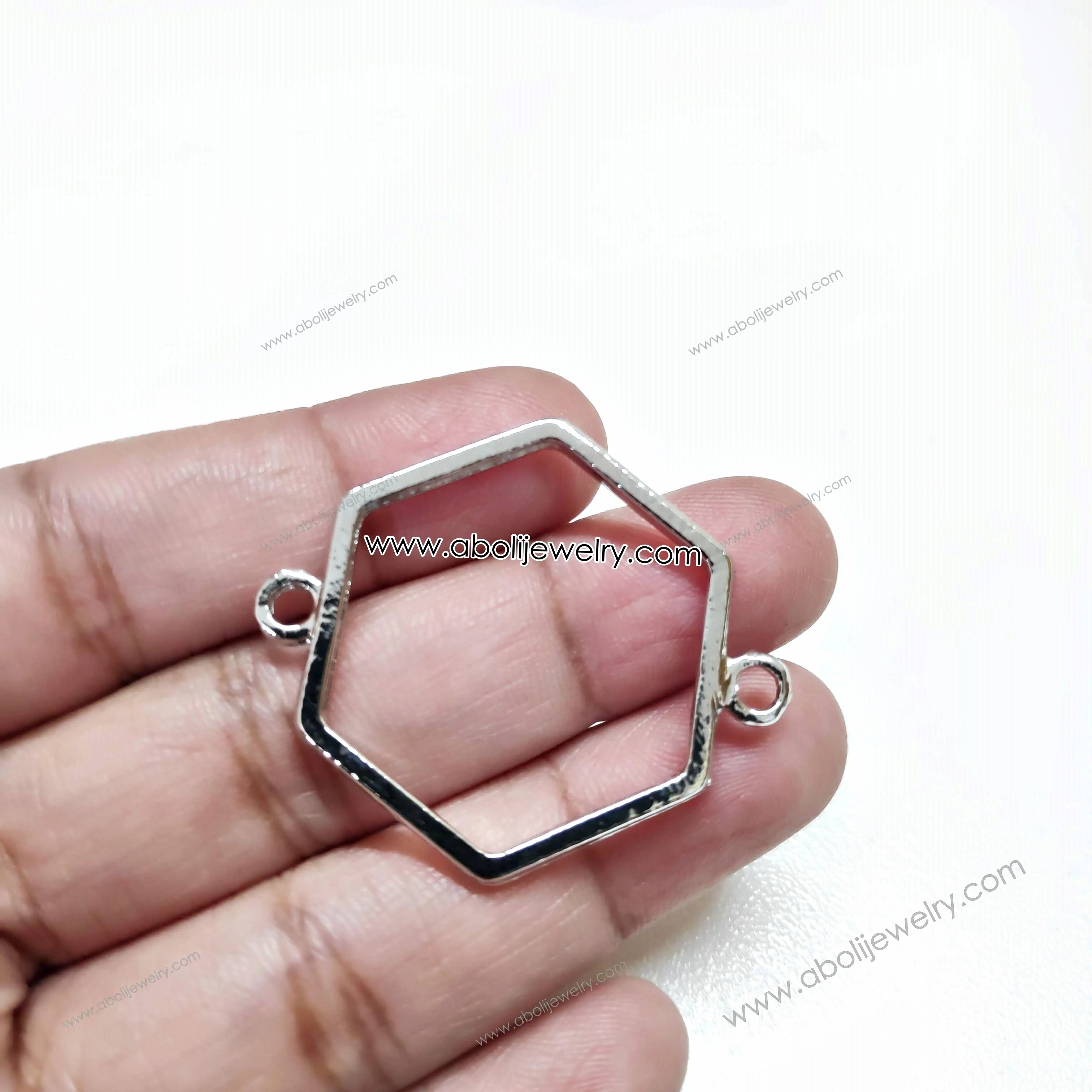 Dramatic Flare Silver hexagon resin bezel link connectors for bracelet rakhi bezel RRBS05