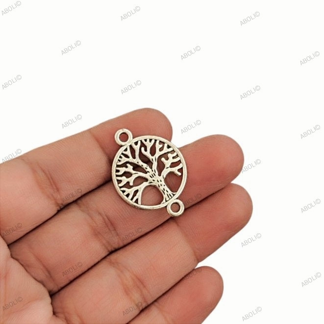 Charming Pieces Silver tree of life charm connector beaded bracelet charm tree connector CHMS70